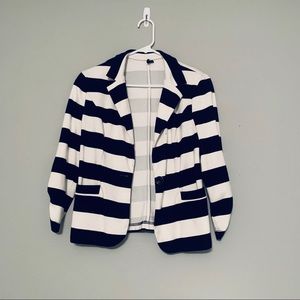 Black and White Stripe Fitted Blazer